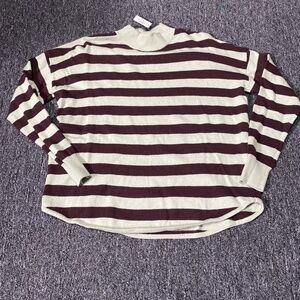 New Madewell  S Ashbury Mockneck Sweater Kelsey Stripe Sunfaded Mint MC028 NWT